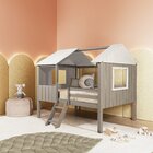 Cama Cabana Teddi Casal Cinza Madeira Maciça  Cinza Rústico/b