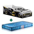 Cama Carro Batman Infantil Preto Gabrielli Móveis Com Colchão
