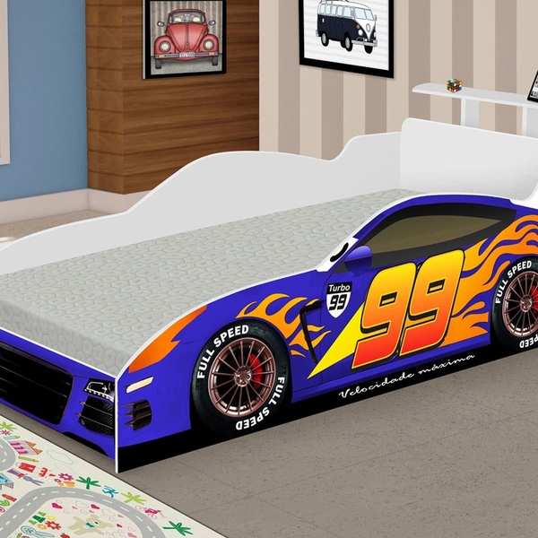 Cama Carro Corrida Infantil Azul