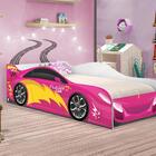 Cama Carro Fast Menina Rosa Solteiro Com Colchão