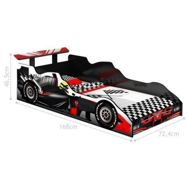 Cama Carro Fórmula 1 Infantil Preto com Colchão
