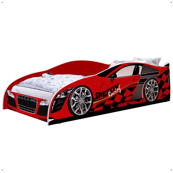 Cama Carro Solteiro Infantil Speedy MDF Proteção Lateral Deco
