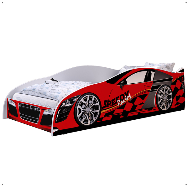 Cama Carro Solteiro Infantil Speedy MDF Proteção Lateral Deco