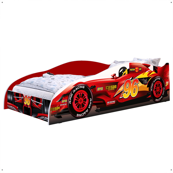 Cama Carro Solteiro Piloto F96 Montessoriana MDF Estrado Refo