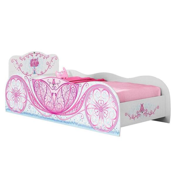 Cama Carruagem Infantil Princess M08 Branco/rosa Acetinado