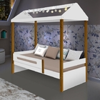Cama Casa Branco Mel Com Cordão De Luzes Led Com Colchão