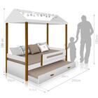 Cama Casa Montessoriana Com Cama Auxiliar E Fio Led