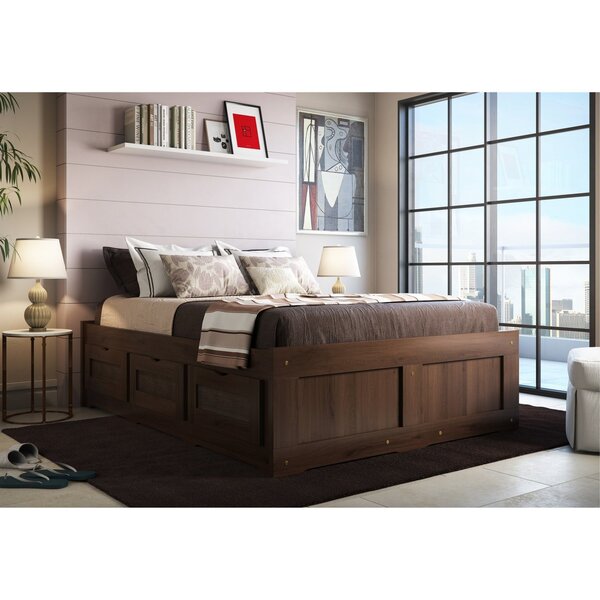 Cama Casal 6 Gaveta Dreams Madeira Maciça Castanho Escuro