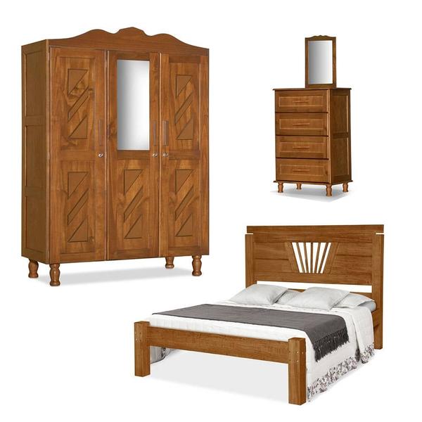 Cama Casal Comoda Guarda Roupa Madeira Macica Gabriela Chicago Moscou Atraente Castanho Leroy Merlin