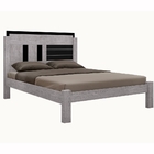 Cama Casal Amanda Cinza E Preto Com Colchão