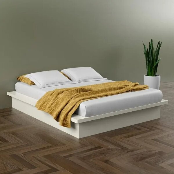 Cama Casal Baixa Sem Cabeceira 100% Mdf  Off White