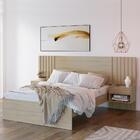 Cama Casal Com 2 Mesas De Cabeceira E Painel Ripado Zara - Ha