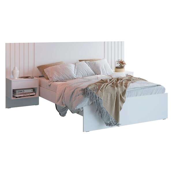 Cama Casal Com 2 Mesas De Cabeceira Zara Branca