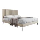 Cama Casal Com Cabeceira De Linho Ibirapuera Areia Com Pés Ev