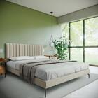 Cama Casal Com Cabeceira De Linho Ibirapuera Areia Com Pés Ev