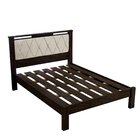 Cama Casal Com Cabeceira Estofada Alaska  Mocaccino/bege