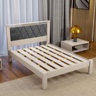 Cama Casal Com Cabeceira Estofada Alaska  Off White/cinza