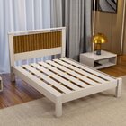Cama Casal Com Cabeceira Ripada Alaska Off White/naturale
