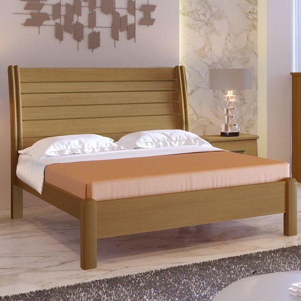 Cama Casal Com Detalhe Ripado - Esmeralda Plus-cinamomo - Móv