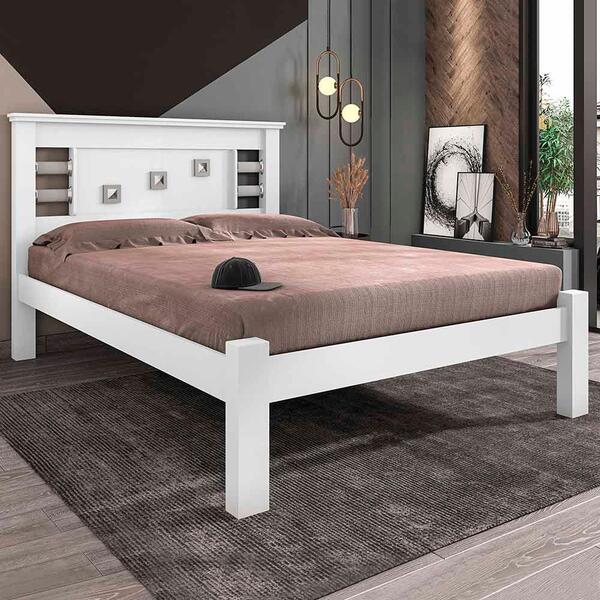 Cama Casal Com Detalhes Na Cabeceira Branco Lavínia Framar