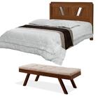 Cama Casal Com Espelho + Calçadeira Em Madeira Maciça Estofad