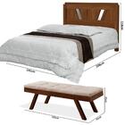 Cama Casal Com Espelho + Calçadeira Em Madeira Maciça Estofad