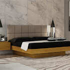 Cama Casal Com Espelho Painel Estofado - Braga - Leifer Móveis