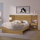 Cama Casal Com Mesa De Cabeceira Zaya 100% Mdf Camaru