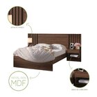 Cama Casal Com Mesa De Cabeceira Zaya 100% Mdf Jacarandá