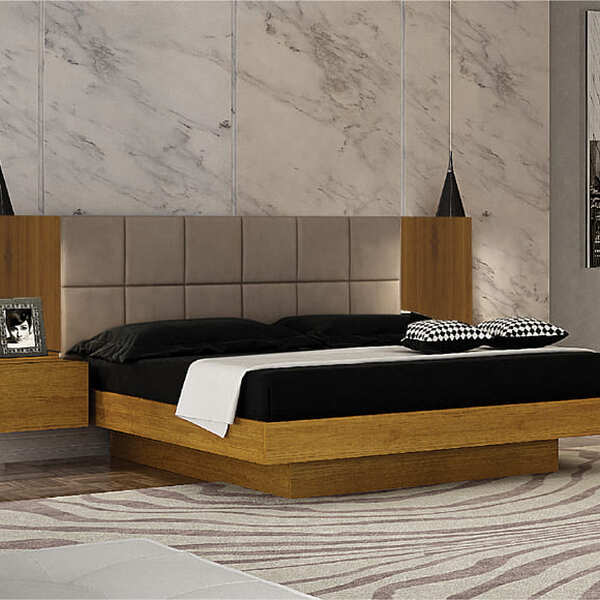 Cama Casal Com Painel Estofado - Braga - Leifer Móveis