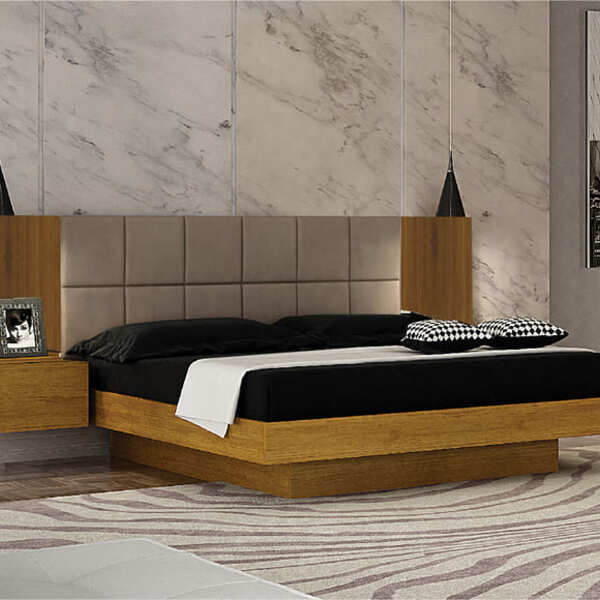 Cama Casal Com Painel Estofado - Braga - Leifer Móveis