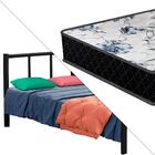 Cama Casal De Ferro Tubular Laís Preto Primoart Com Colchão G