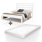 Cama Casal De Madeira Maciça Rebeca Atraente Branca Com Colch