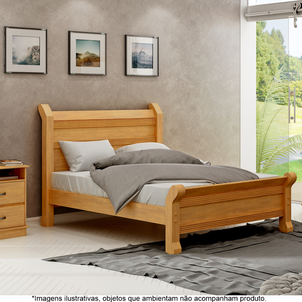 Cama Casal Em Madeira Maciça 1,60 Júlia Mel - Straub Web