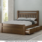 Cama Casal Em Madeira Maciça 2 Gavetas 1,60 Orleans Castanho