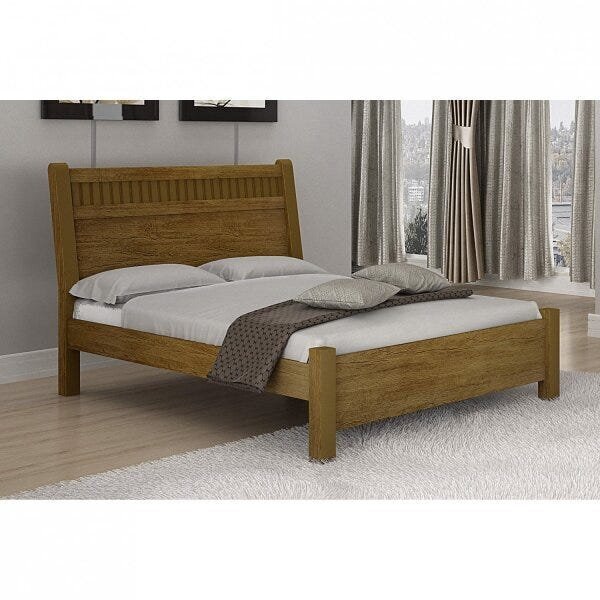 Cama Casal Em Mdf 212cm X 150cm Valverde Freijó