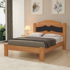 Cama Casal Em Mdf Gabriella Preto/nature Com Pé Central