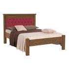 Cama Casal Em Mdf Reforçada Castanho Com Capitonê Vinho Mega