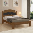 Cama Casal Gabriella Mdf Com Designer Moderno Amêndoa/preto