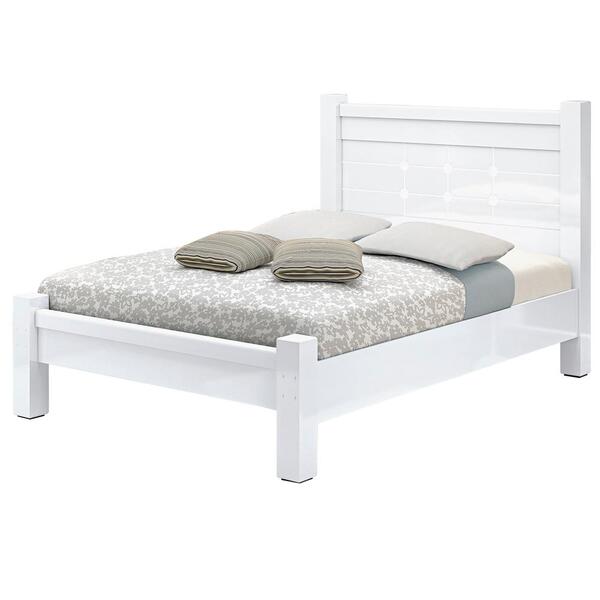 Cama Casal Imperial 1,40 Com Pés Maciços Branco Vitamov