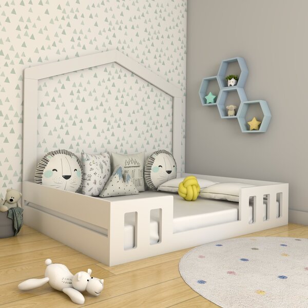 Cama Casal Infantil Com Casinha Montessori Play  Branco