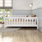Cama Casal Infantil Grade Montessori Madeira Chão Branco Eva