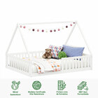 Cama Casal Infantil Montessoriana Branco Madeira Casa Com Est