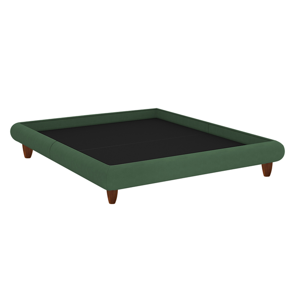 Cama Casal Japonesa 156cm Pés Madeira Haru Veludo Verde - Sal