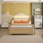 Cama Casal Juvenil Reversível Led Com Rattan, Grade Em Palito