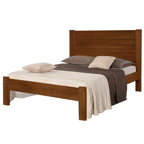 Cama Casal Lara 145cm Madeira Noce - Atraente Móveis