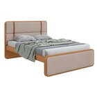 Cama Casal Leder Em Mdp/mdf Tecido Linho Amêndoa Clean