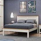 Cama Casal Linha Topázio Branco Lavado/teca Madeira Maciça Pi