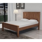 Cama Casal Lisboa de Madeira Maciça - Castanho