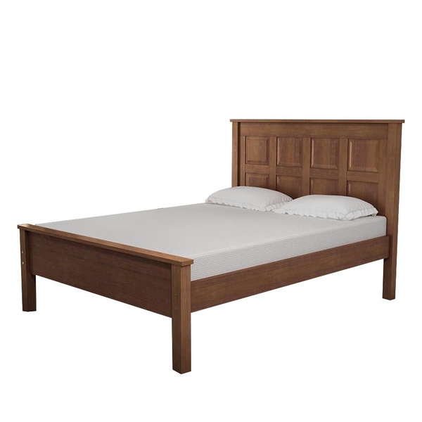 Cama Casal Lisboa de Madeira Maciça - Castanho